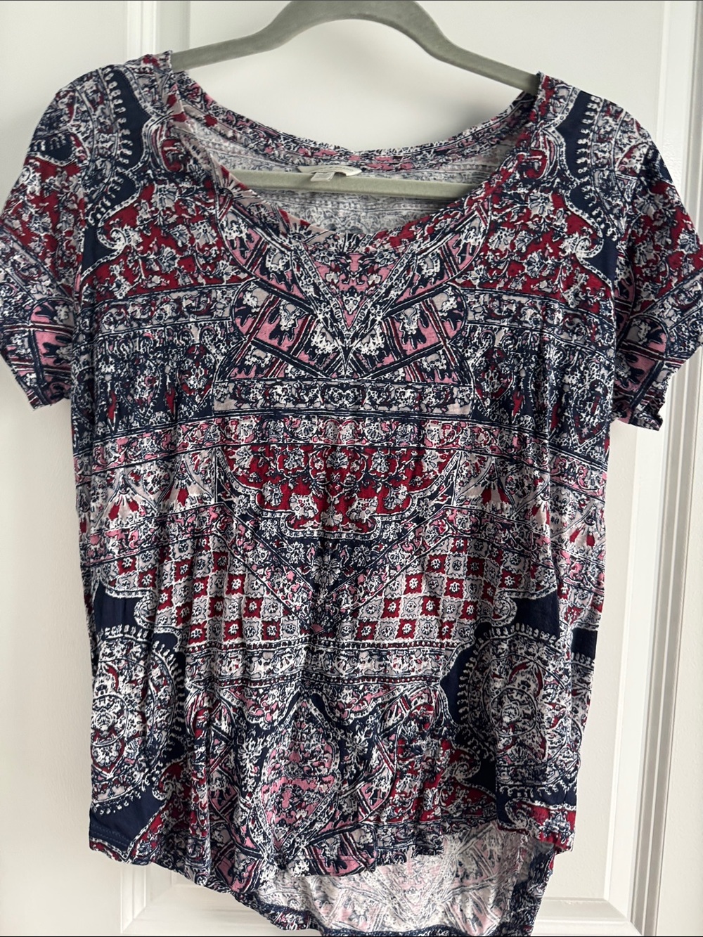 Lucky Brand Navy, Red & Pink Short-Sleeve V-Neck Top